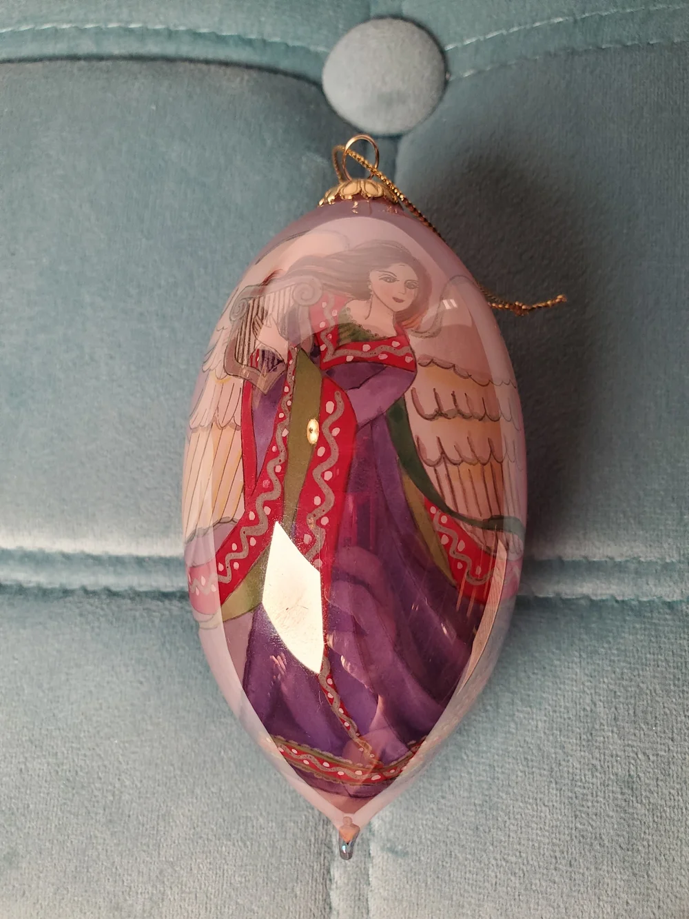 Pier 1 Li Bien 2005 Angel Harp Teardrop Glass Ornament Boxed